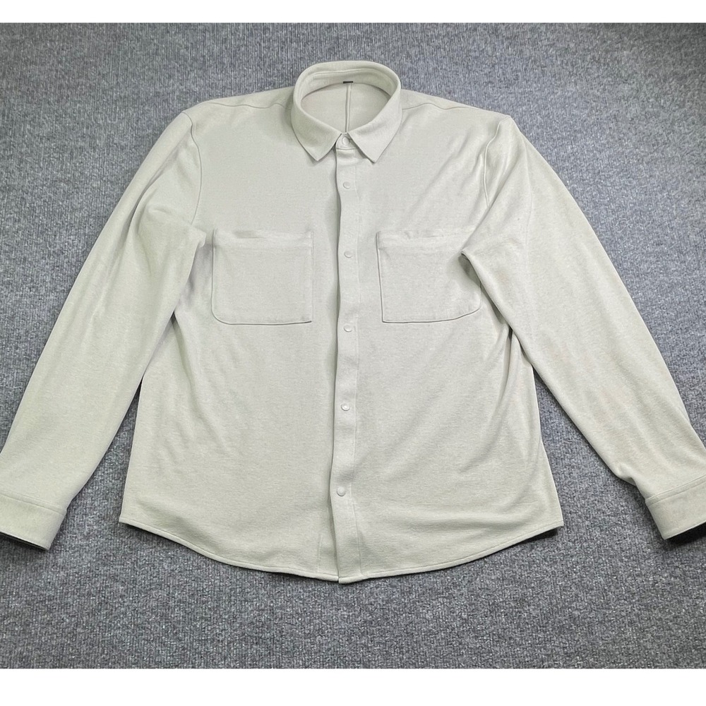 Lululemon Lab Button Down Shirt Mens XL Gray Long Sleeve Snap Front‎ Utility